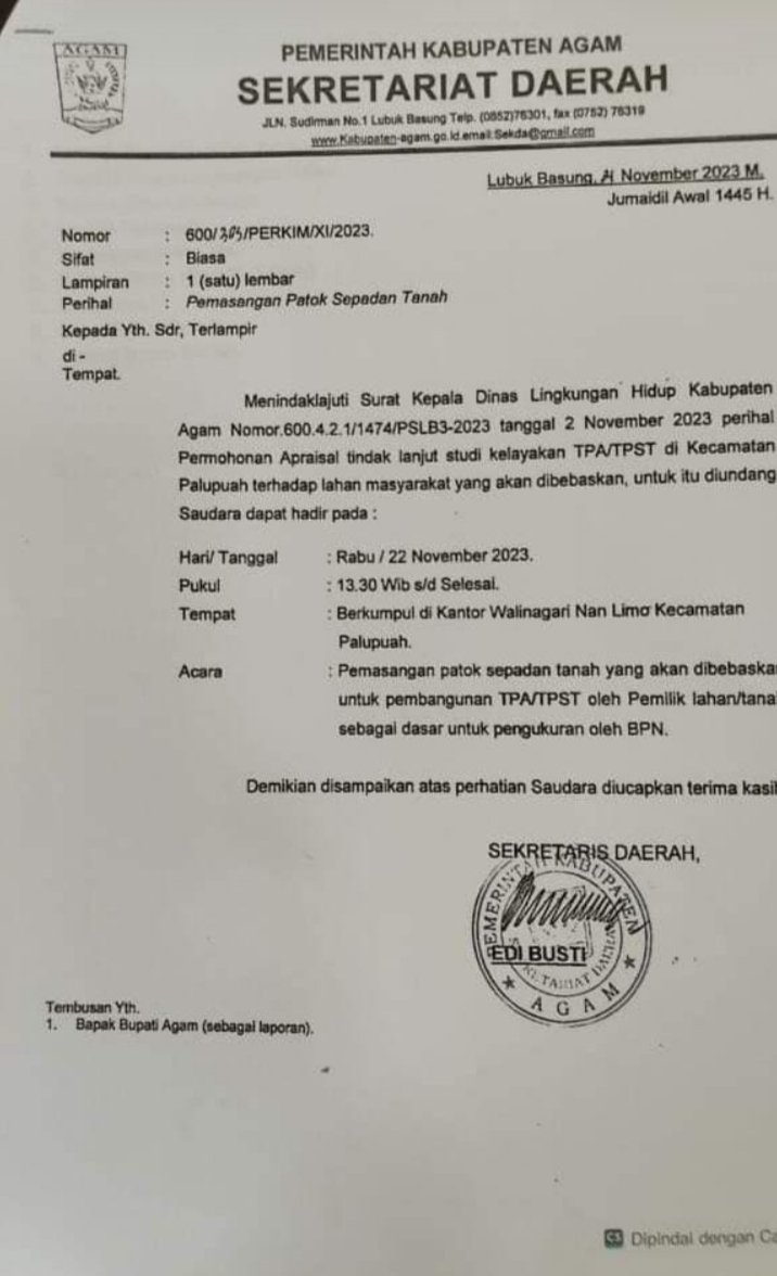 Masyarakat Palupuh Hentikan Dan Menolak Rencana Pembangunan Tempat